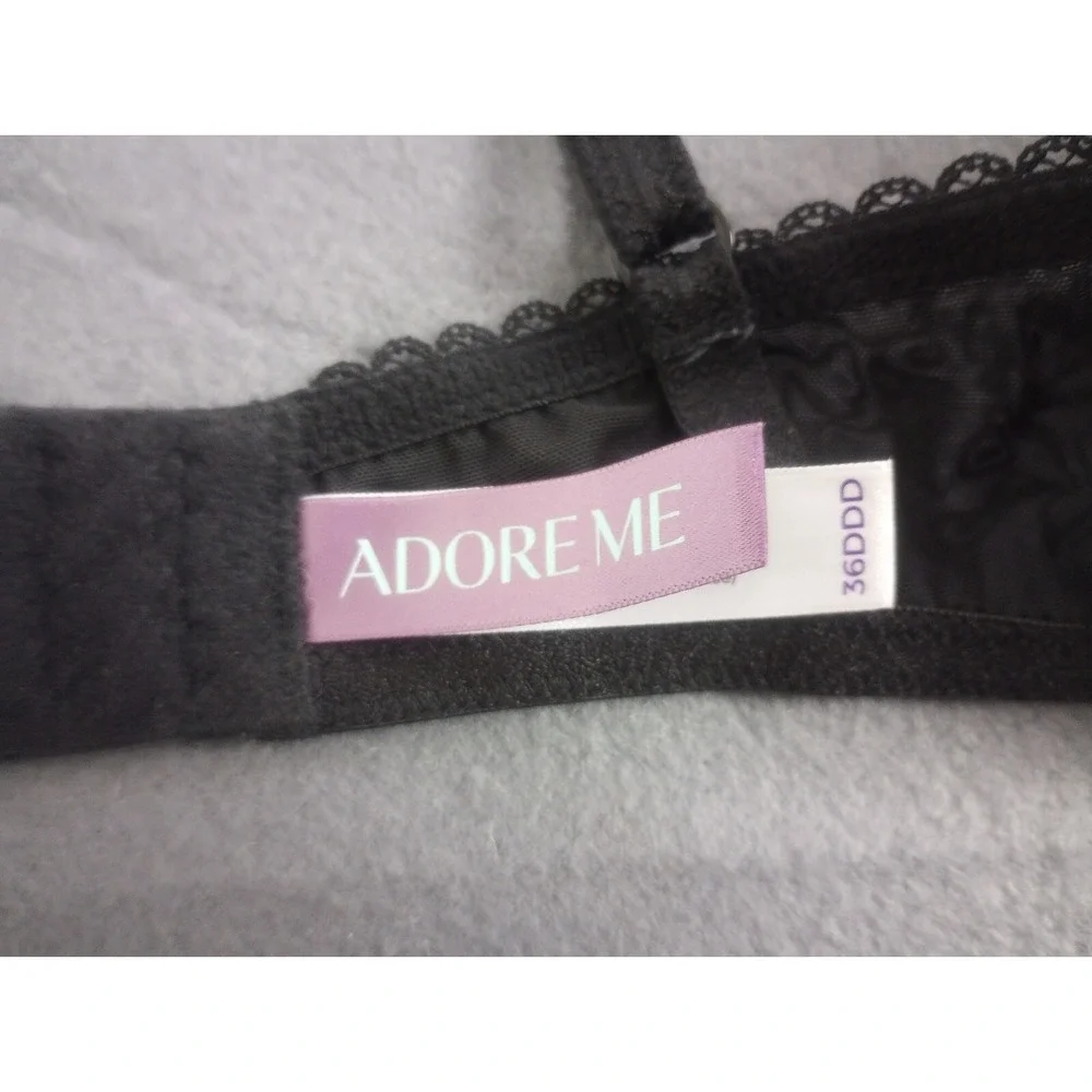 Adore Me Black Sexy Lace Lined Lightly Padded Underwire Push-Up Bra  36DDD